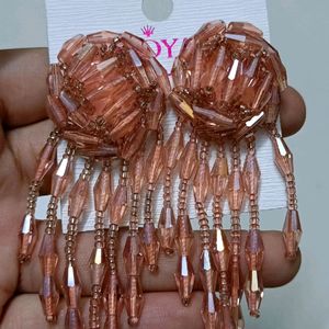 Peach Color Crystals Earrings