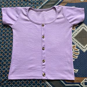 Stylish Front Button Top - Lavender