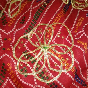 Hand Work Red Saree Karvachauth Special