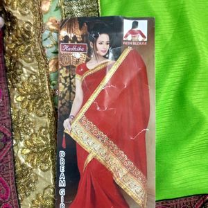 Parrot Green Lycra Saree..