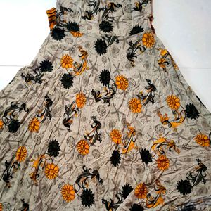 Awsome Muticolor Printed Large Flare Long Kurti