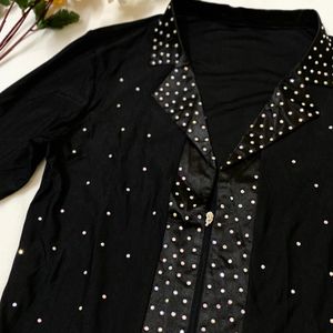 Rhinestone Zipper Party Top🖤