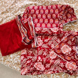 Libas Red Kurta Sharara Set