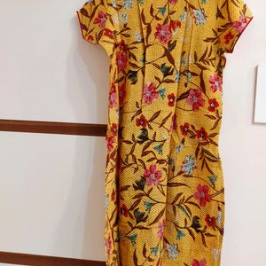 Shopper's Stop STOP Branded M Size Cotton Yellow Floral Printed Kurti