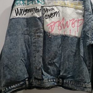 Printed Distress Denim Jacket