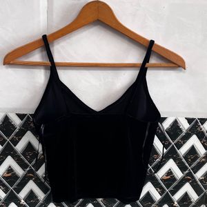 Forever 21 Black Velvet CropCami Top