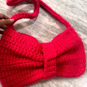 Crochet Bow Tote Bag