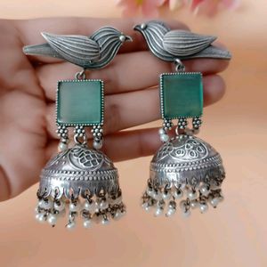 GERMAN SILVER JHUMKE WITH FULL FINISHING