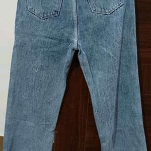 Mid-rise Distress Straight Leg Jeans