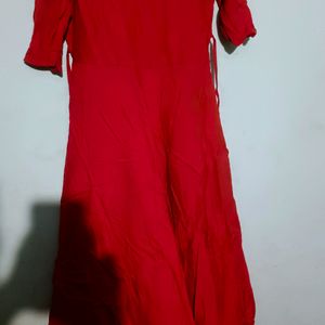 Offer!! Long Umbrella Cutting Red Anarkali Kurti