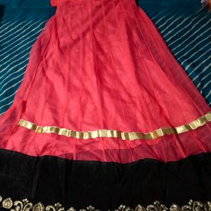 Pink Ghagra Black Border