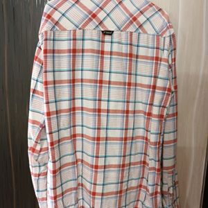 White Full Shirt With Red And Blue Checks Size