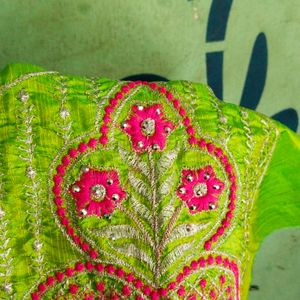 Green And Pink Half Saree/ Lehanga