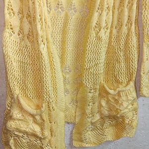 Winter Fashion Shrug Sweater Full-sleeve Yellow