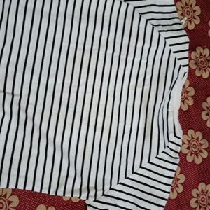 Balck And White Lining Fancy Top For Women