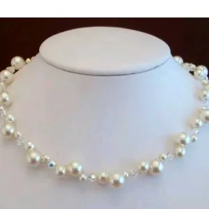 White Beads And  Crystal Nackless