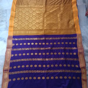 Blue Colour Cotton Traditional Saree.