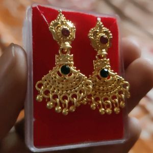 One Gram Gold Plated Earring And Lakshmi Pendent