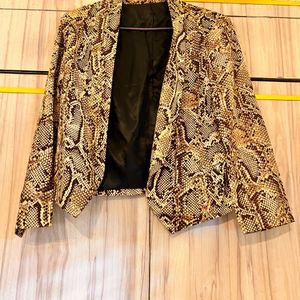 Snake Print Cropped Blazer