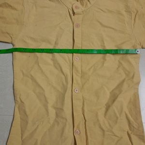 Pale yellow nehru collar kids button up shirt