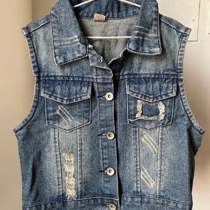 Vintage Distressed Waistcoat Denim Vest