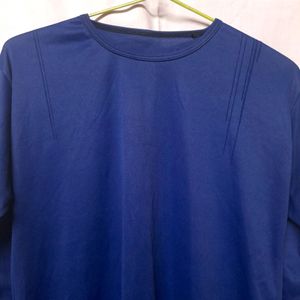 Men Tshirt Full Sleeve Round Neck Solid Blue