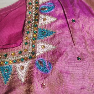 Pink Maggam Work Blouse