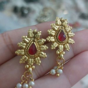 Golden & Red Jhumka