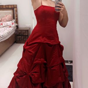 Mahroon Flared Princess Gown