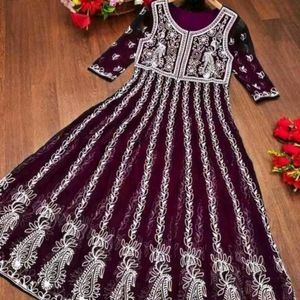 Party Wear Chikankari Embroidery Work Frock