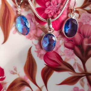 Blue Stone Cut Work Jewellery Set