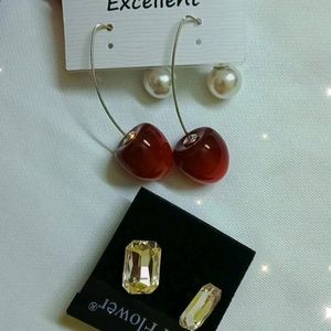 Cherry Earrings & Stone Studs