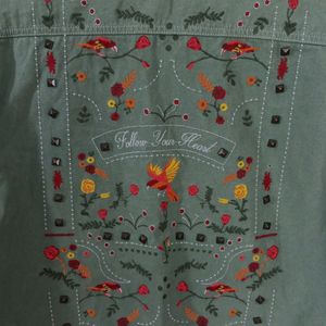 Trendy Denim Jacket With Embroidery Design