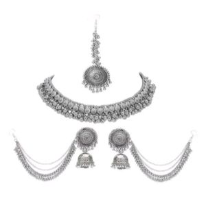 Oxidised Jewellery Set With Mangtika