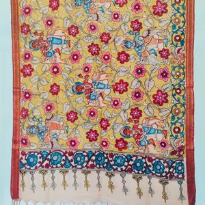 New Pure Penkalamkari Silk Dupatta