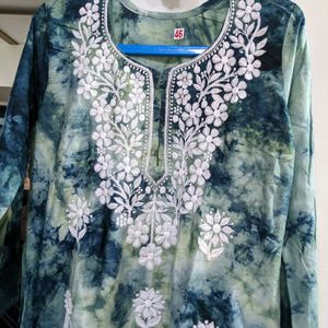 NEW Tie-dye Lucknowi  Rayon Kurti