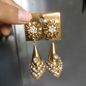 Golden And Silver Earrings Mint Condition