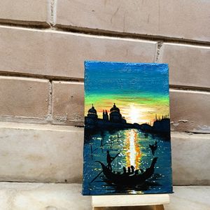 Aesthetic Mini Seascape Painting With Stand