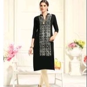 Cotton Straight Kurti ( Black)