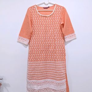 Peach Embroidery Kurta