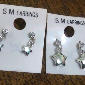 Pair Of Big And A Small Star Earrings