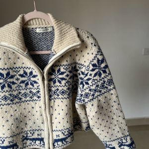 Snowflake Knitted Double Zipper Cardigan ❄️