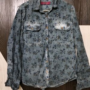 Denim Wash Floral Shirt