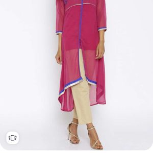 NewSoch Magenta Embroided High Low Kurta Withinner