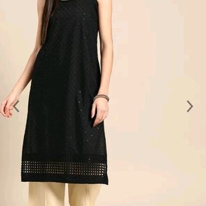 ANOUK WOMEN BLACK ETHNIC KURTA