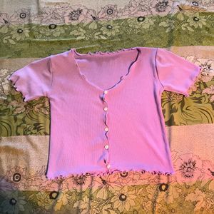 Ribbed Lavender Crop Top For Women.