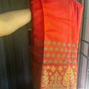 Red Orange Traditional Saree