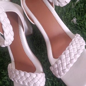 White Braided Heels