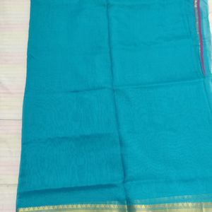 Blue Cotton Silk Saree