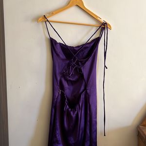 Purple Backless Satin Dress